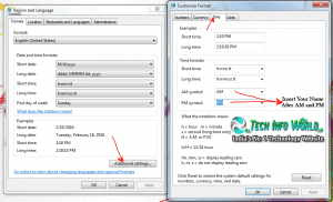 Region and language in control panel 1