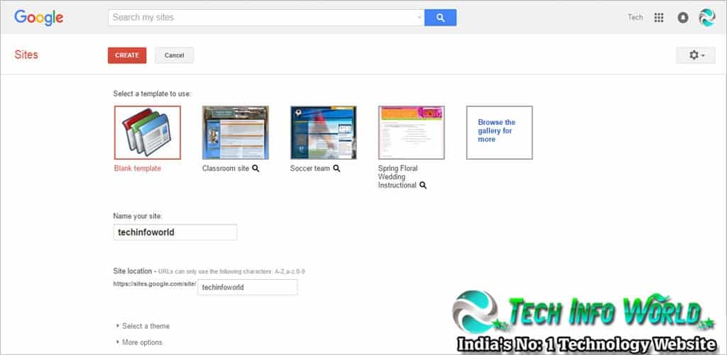 google create website free