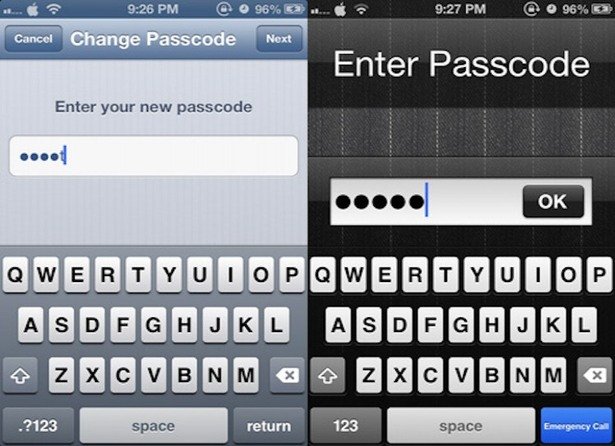iPhone alphanumeric password