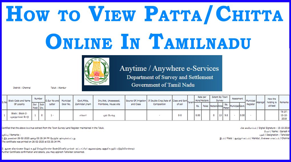 view patta chitta online in tamilnadu