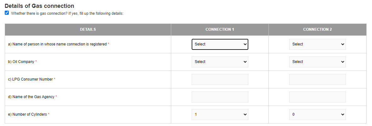 gas connection apply smart ration card online