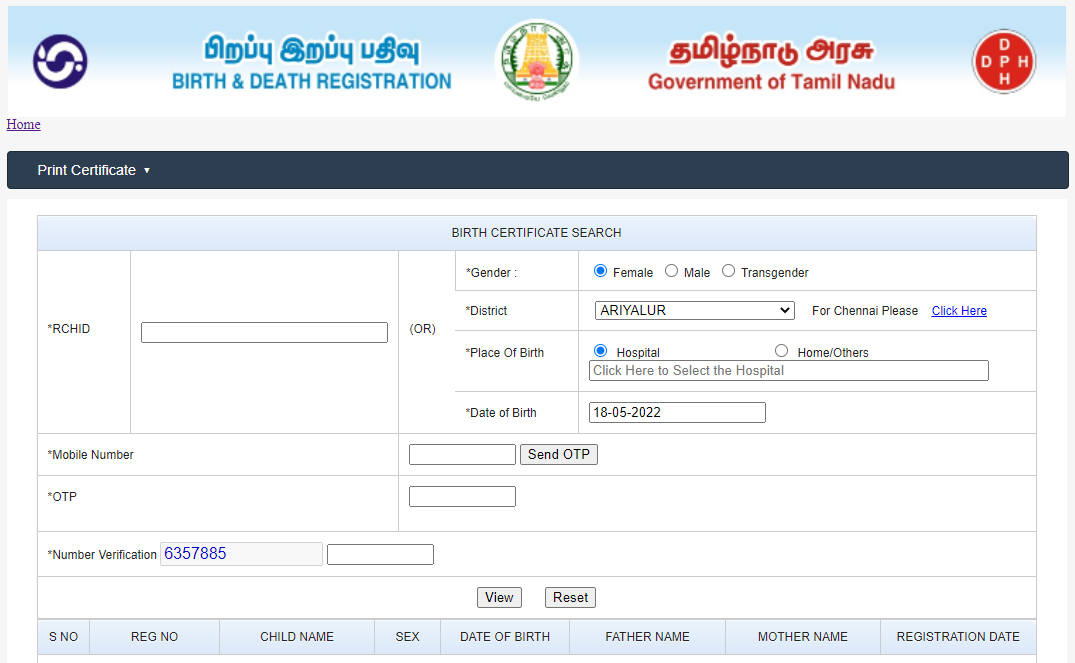 Download Birth Certificate Online