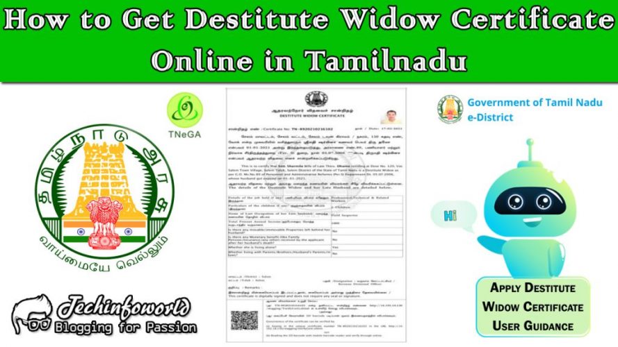 how to apply destitute widow certificate online in tamilnadu