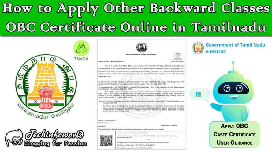 how to apply obc certificate online in tamilnadu
