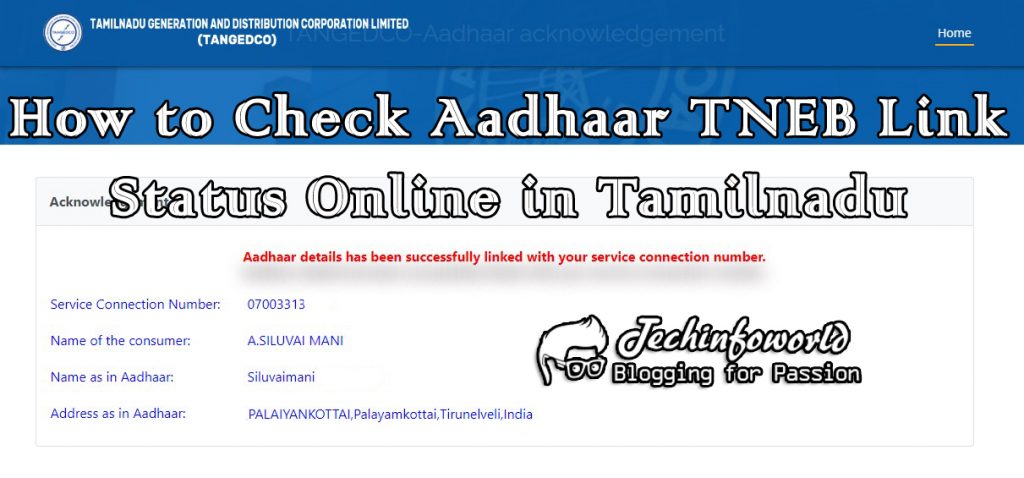 how to check aadhaar tneb link status online in tamilnadu